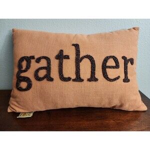 "Gather" in Raised Beads Throw Pillow By DEVI Designs 11" Tall and 17" Wide
